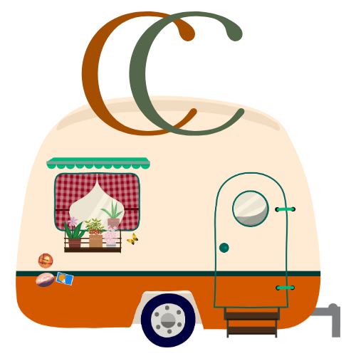 Logo showing caravan with 2 C's.